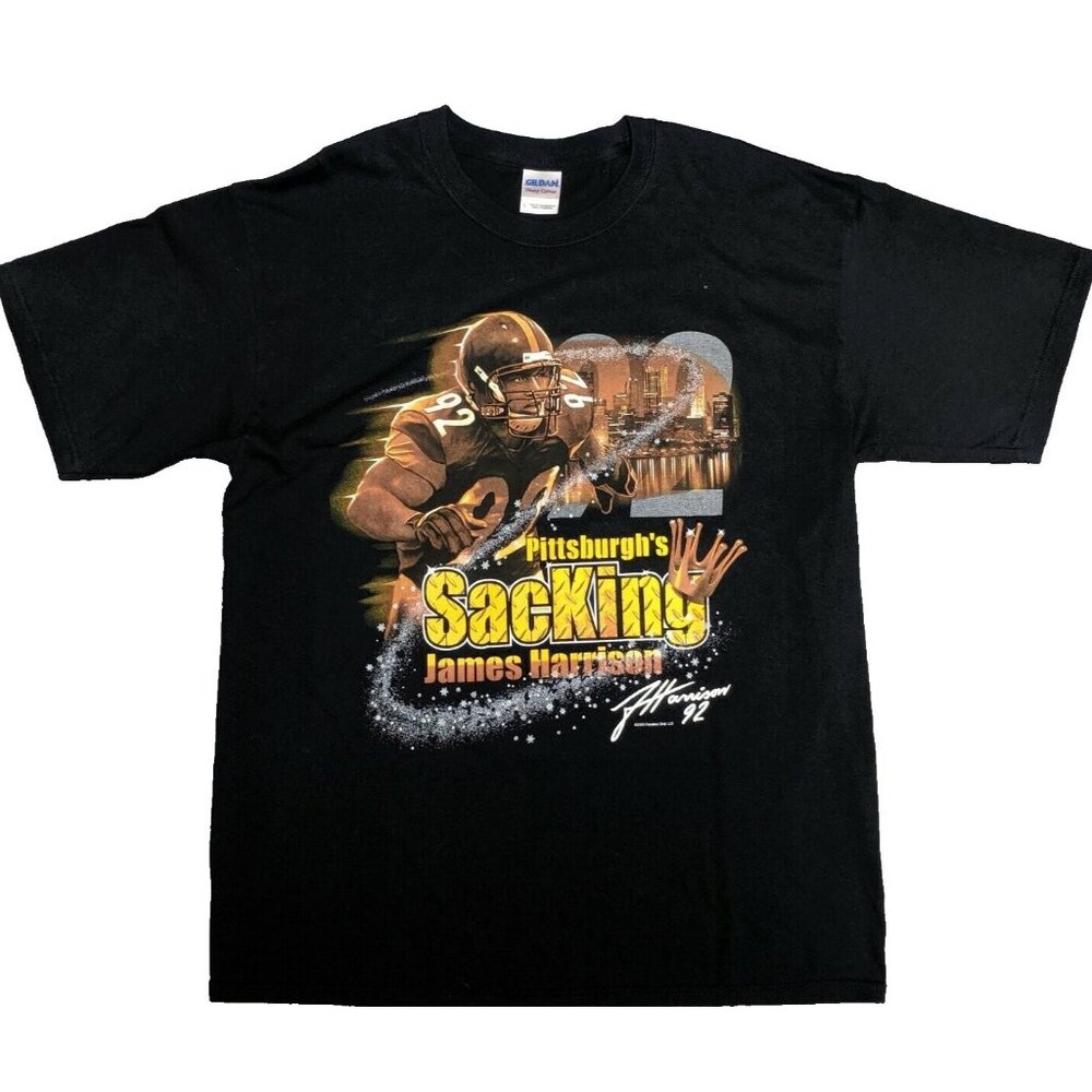 VTG James Harrison Pittsburgh Steelers NFL Pittsburgh's SacKing T-shirt Men's L